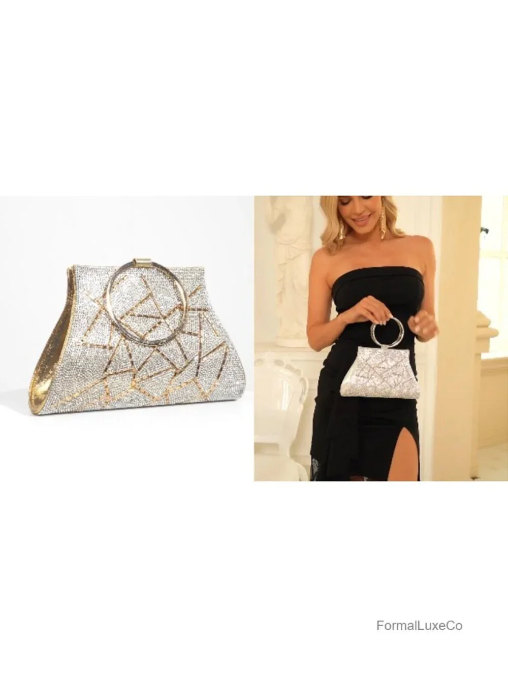 Crystal Clutch Evening Bag with Wristlet Rhinestone Handbag